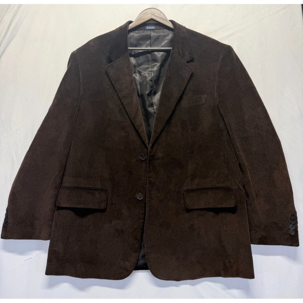 Elegant Tailoring Blazer Jacket Men's 44 Brown Lined Corduroy Notch Lapel Formal